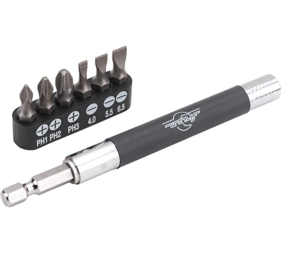 Изображение товара Магнитный телескопический держатель бита и шурупов Aist с набором битов 7 предметов 1010107 00-00002523