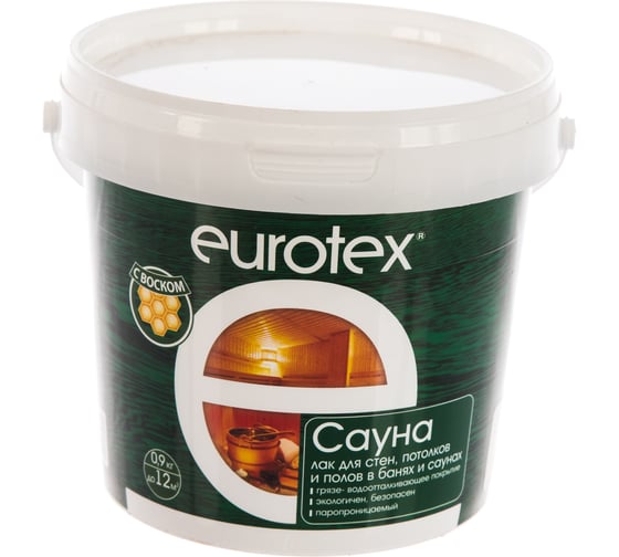 Изображение товара Лак для бань и саун EUROTEX  шелковисто-матовый, 0.9 кг 13234