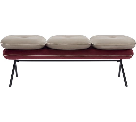 Изображение товара Банкетка Bergenson Bjorn Pea, велюр, бежевая/бордовая BB0000155