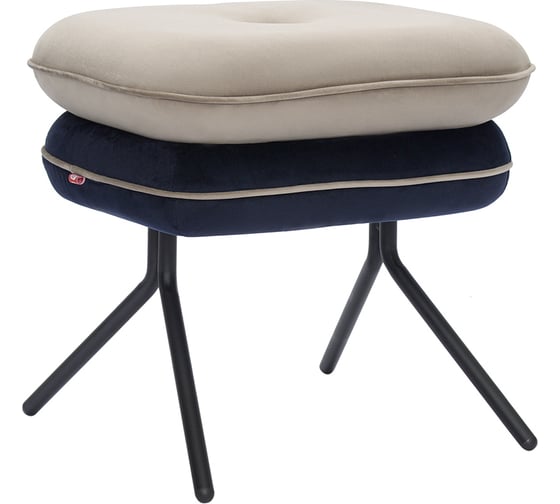 Изображение товара Пуф Bergenson Bjorn Pea, велюр, бежевый/темно-синий BB0000153