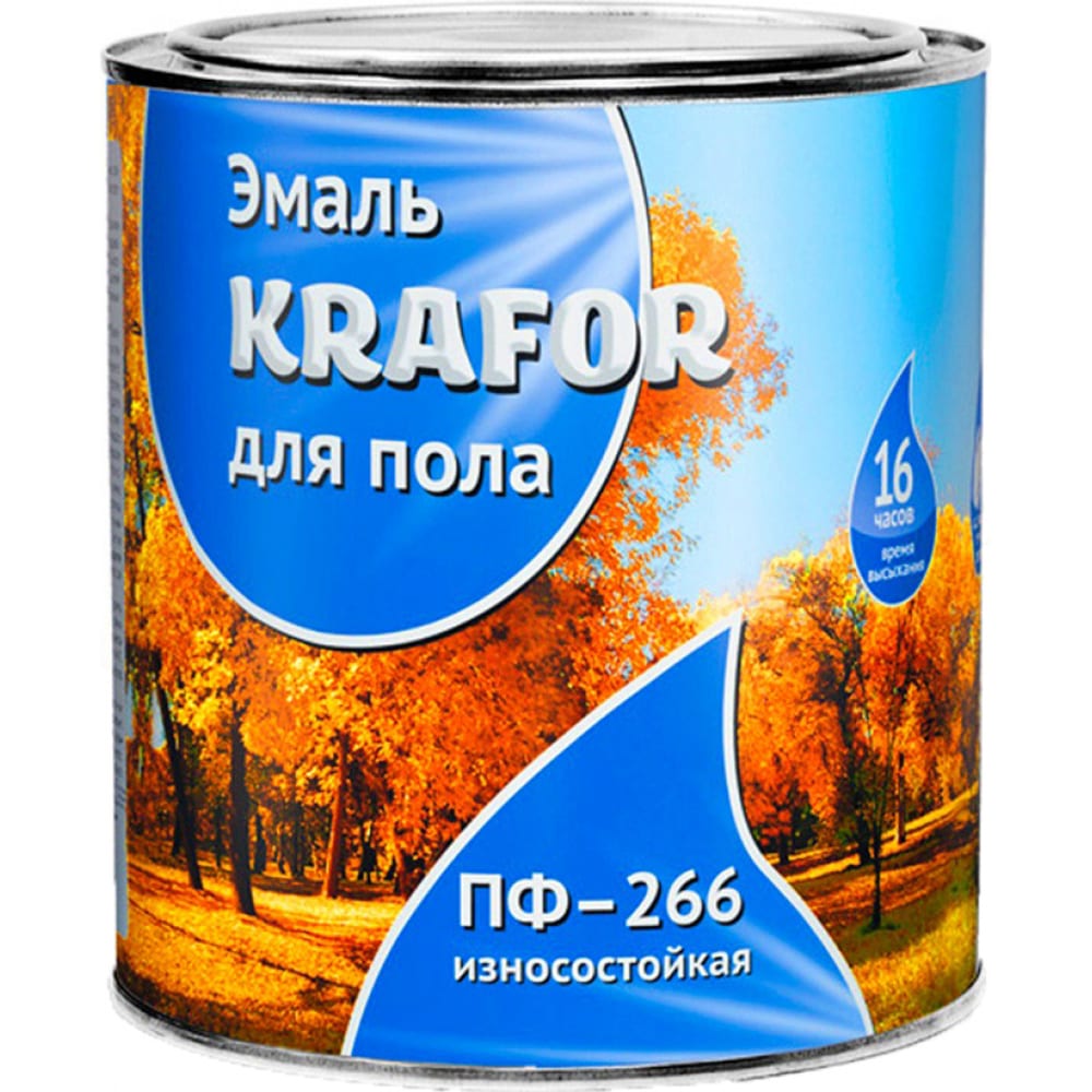 фото Износостойкая эмаль для пола krafor пф-266 красно-коричневая 0.9 кг 6 206156