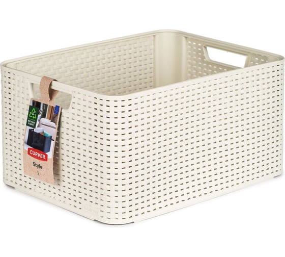 Изображение товара Корзина CURVER rattan style box l кремовая 03616-885