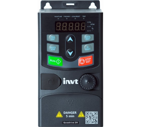 Изображение товара Частотный преобразователь INVT GD20 0,4 кВт 220В IP20 (GD20-0R4G-SS2) 90001-01501