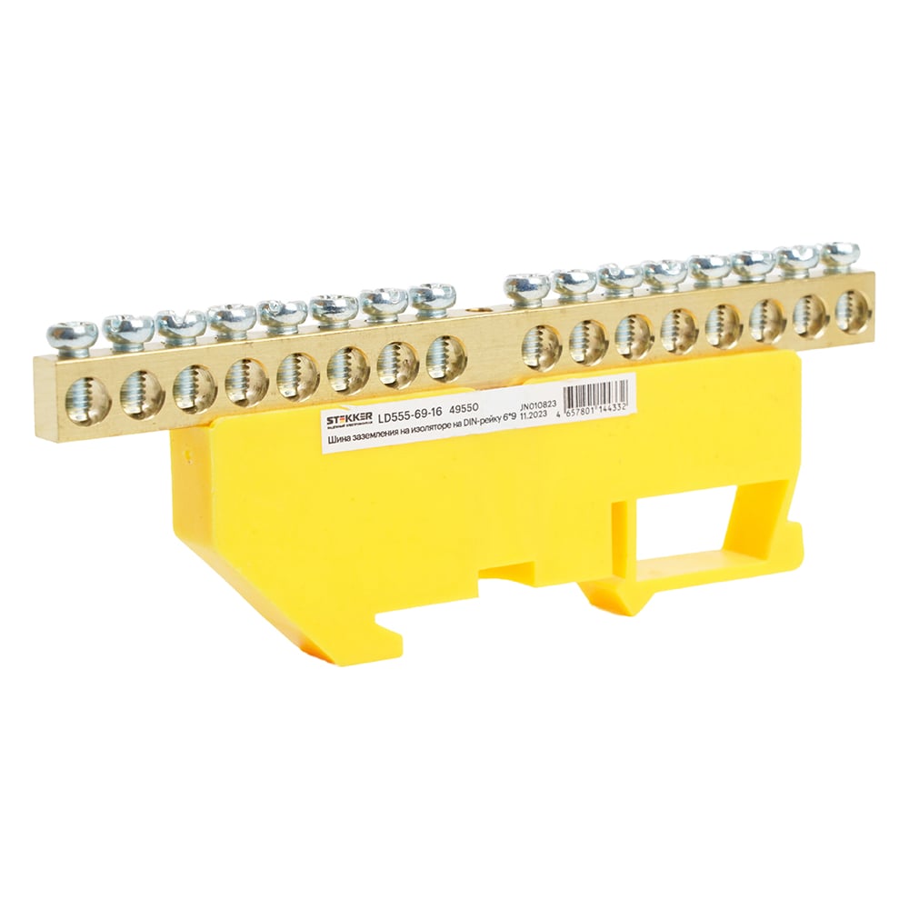 Изображение товара Шина STEKKER n на изоляторе 6x9 на din-рейку 16 выводов