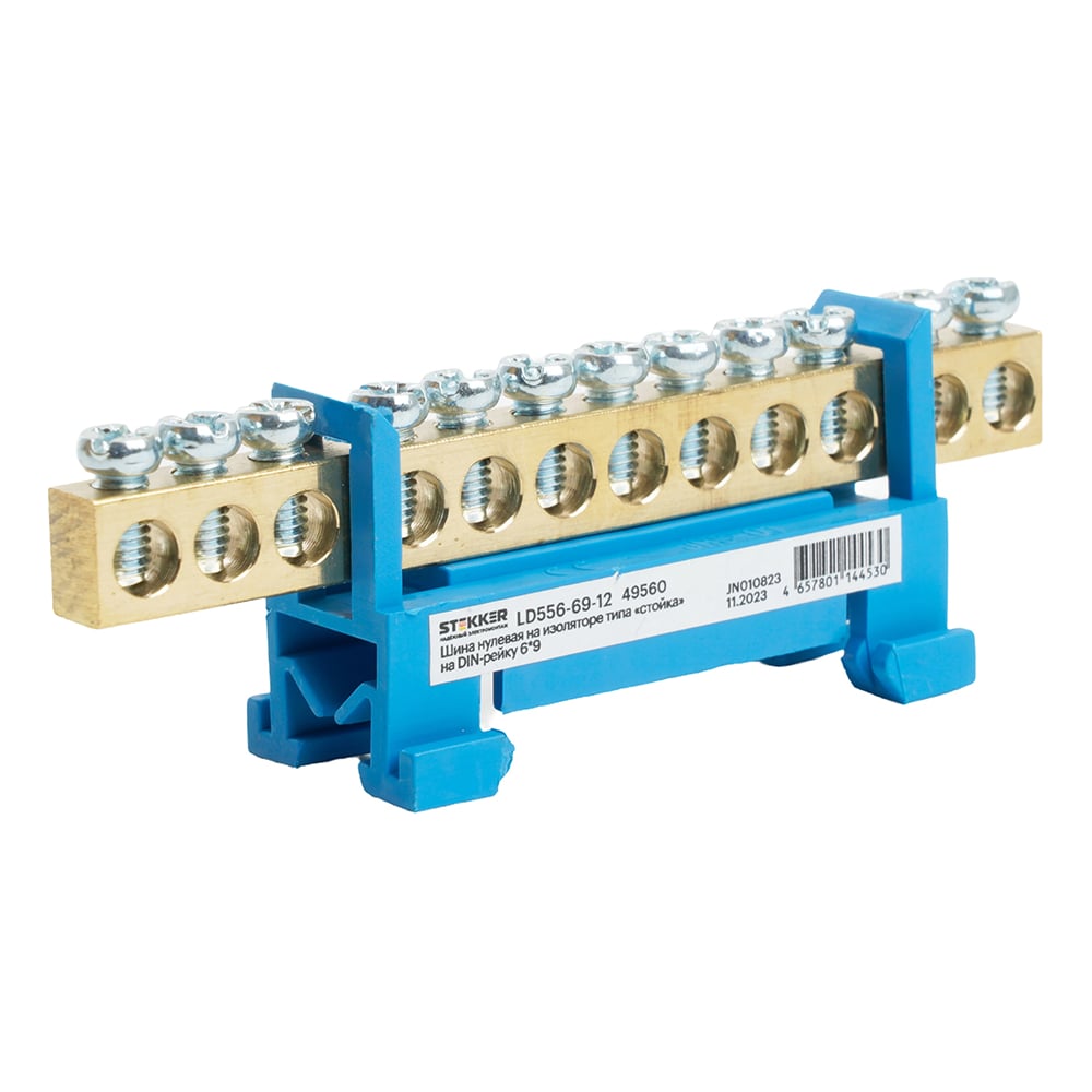 Изображение товара Шина STEKKER "n" на изоляторе 6x9 на din-рейку 12 выводов