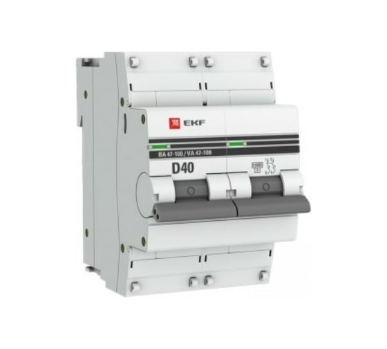 Изображение товара Автоматический выключатель EKF 2P 40А D 10kA ВА 47-100 PROxima mcb47100-2-40D-pro