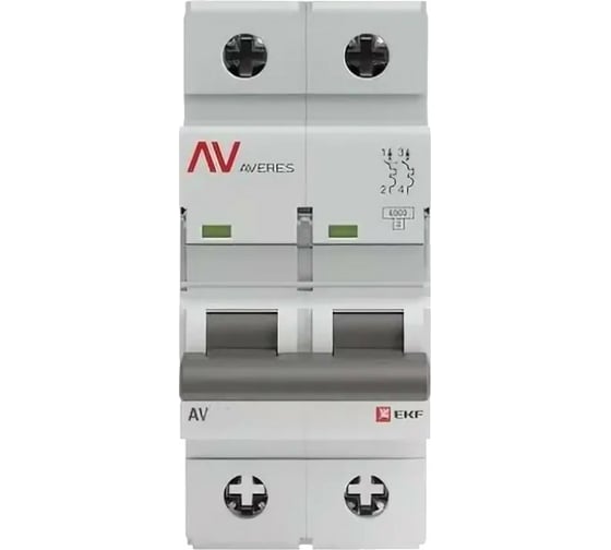 Изображение товара Автоматический выключатель EKF AV-6 2P 1A D 6kA AVERES mcb6-2-01D-av