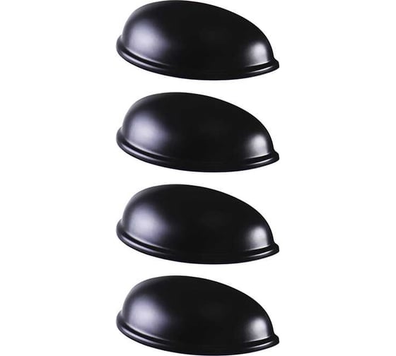 Изображение товара Ручки-ракушка для мебели/фасадов/кухни/комода Larvij 4 шт., черный матовый, в стиле Икея L4.020.076BLx4