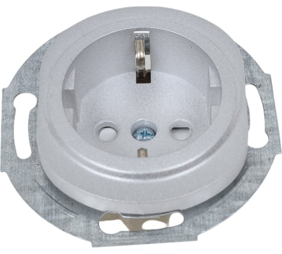 Изображение товара Розетка Aling-conel EON с заземлением с защитными шторками керамическое основание МЕХАНИЗМ 16A 250V серебряная /арт. / E601.S