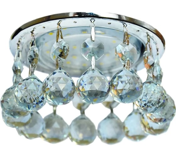 Изображение товара Светильник Ecola Gx53 h4 5346 glass круглый с большими хрусталиками на прямом подвесе тонированный/хром 90x110 к+ FC53RVECB