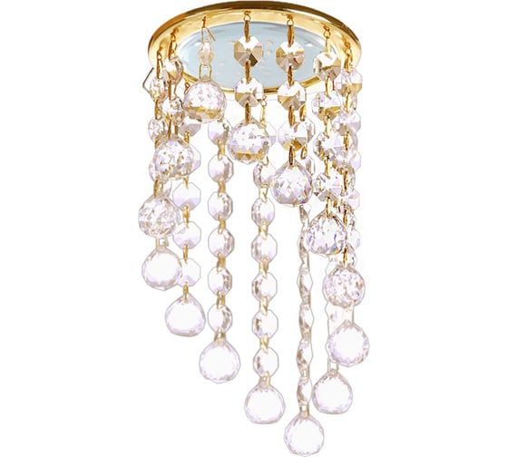 Изображение товара Светильник Ecola Gx53 h4 5344 glass круглый с большими хрусталиками на подвесе "под скос" прозрачный /золото 225x110 к+ FQ53RVECB