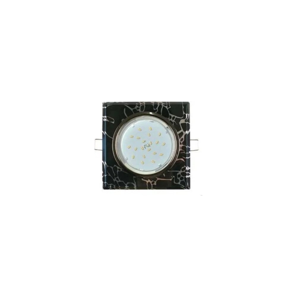 Светильник Ecola Gx53 h4 5311 glass стекло квадрат скошенный край черный хром - хром на черном 38x120x120 к+ FB53SNECH