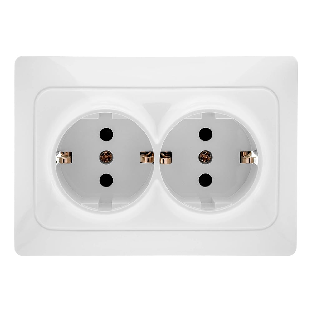 Изображение товара Механизм 2-ой розетки GUSI Electric UGRA с заземлением и защитными шторками жемчуг