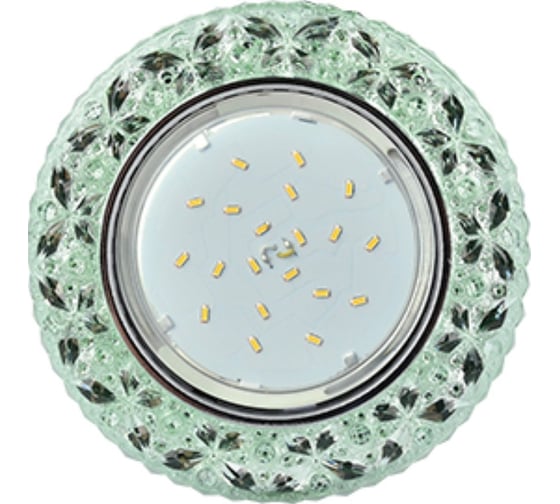 Изображение товара Светильник Ecola Gx53 h4 ld7040 встраиваемый искристый с подсветкой "бабочки" изумрудный / хром 35x125 к+ FG53CBEFB