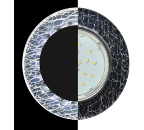 Изображение товара Светильник Ecola Gx53 h4 ld5310 glass стекло круг с подсветкой хром - колотый лед на черном 38x126 к+ SE53RNECH