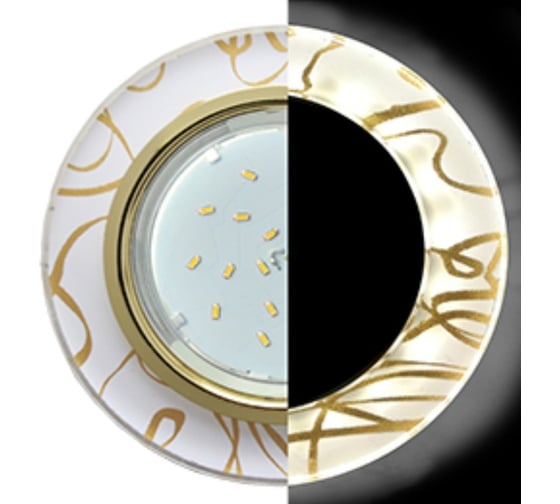 Изображение товара Светильник Ecola Gx53 h4 ld5310 glass стекло круг с подсветкой золото - золото на белом 38x126 к+ SG53RNECH