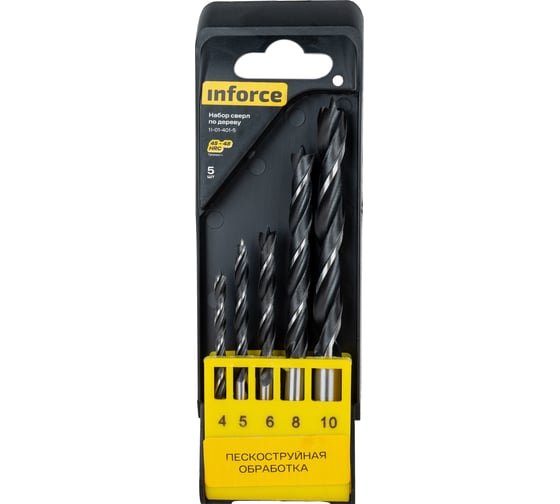 Изображение товара Набор сверл по дереву 5 шт (4,5,6,8,10мм) Inforce 11-01-401-5