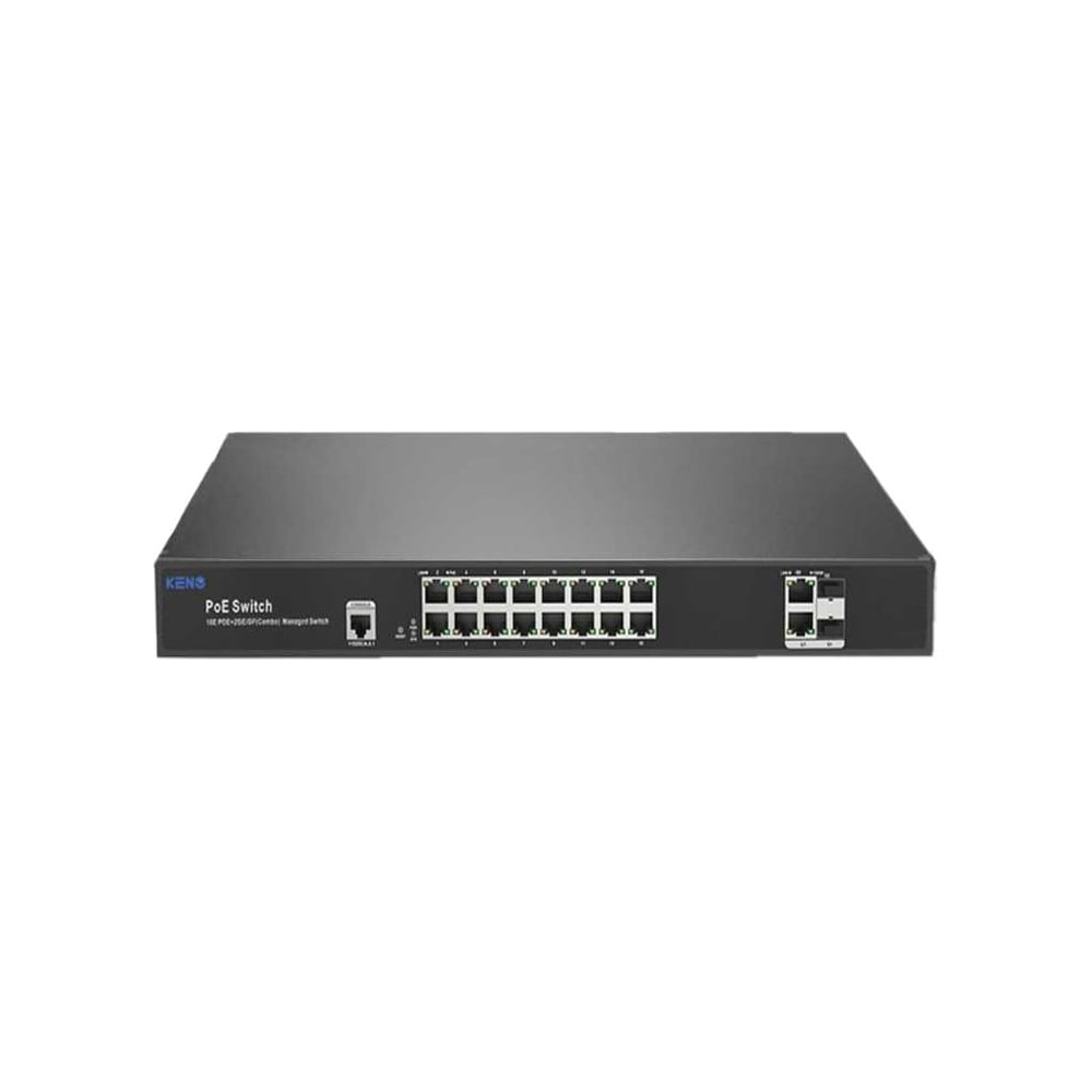 Изображение товара Коммутатор управляемый Keno KN-SW1602SFP/M2 16 портов с POE+ и расширенными протоколами