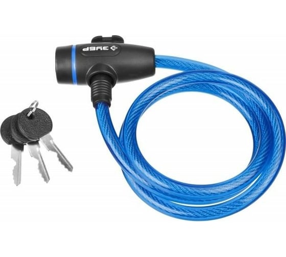 Изображение товара Тросовый замок Зубр Профессионал 3 ключа в комплекте длина троса 950 мм d 10 мм 37261-95