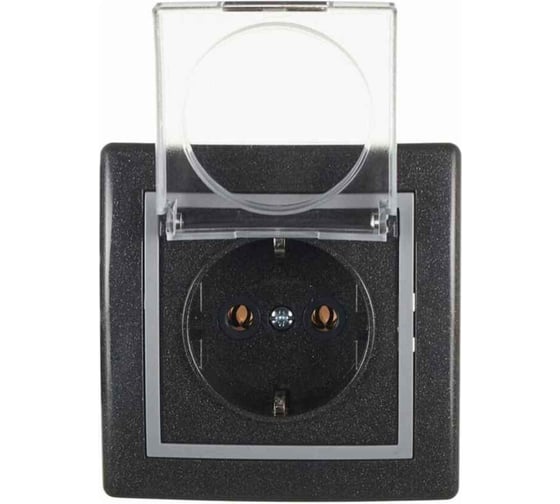 Изображение товара Розетка Aling-conel PRESTIGE с заземлением с крышкой 16A 250V графит-серый-графит /арт. / 633.212