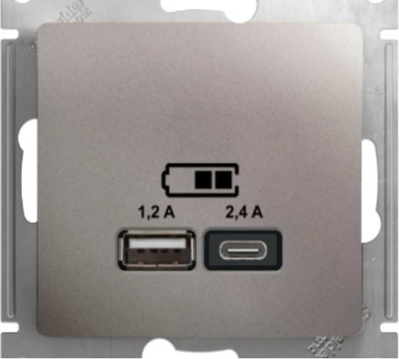 Изображение товара Usb розетка a+с Systeme Electric Glossa платина 5в/2,4а, 2x5в/1,2 а GSL001239