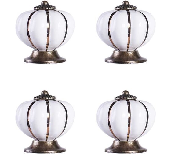 Изображение товара Мебельные ручки-кнопки/кнобы для мебели/фасадов/кухни Larvij 4 шт., материал керамика/цинковый сплав, цвет белый/золото L4.knob02WHx4