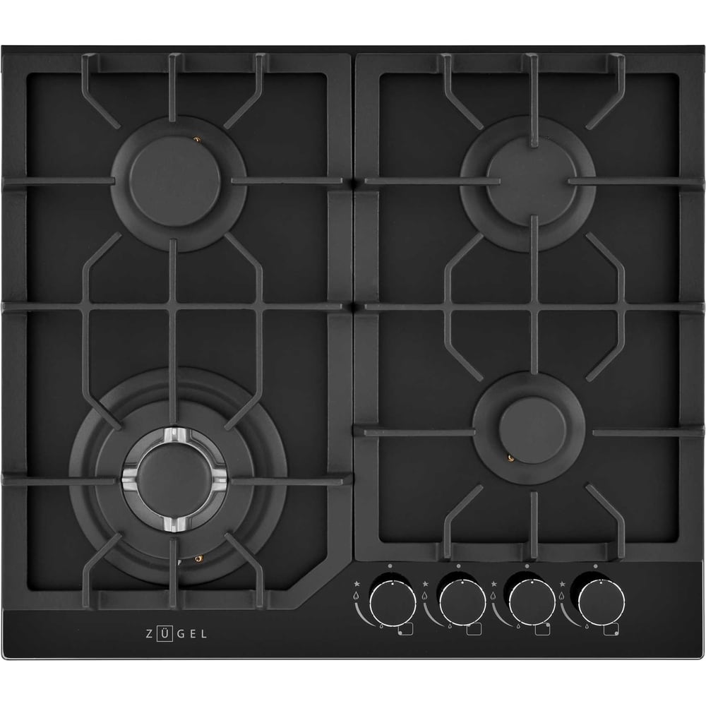 Изображение товара Встраиваемая газовая варочная панель ZUGEL ZGH602B черный матовый 4 конфорки
