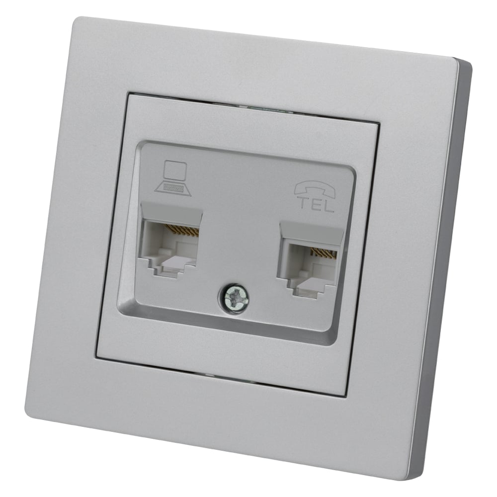 Изображение товара Розетка телефонная RJ11 + компьютерная RJ45 серия Сенеж TDM ELECTRIC SQ1816-0248