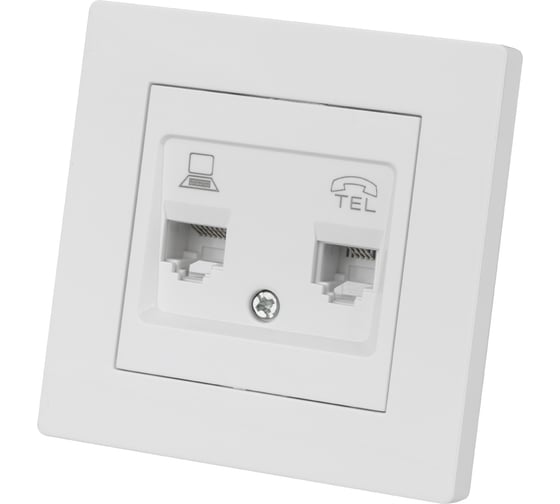 Изображение товара Розетка телефонная rj11 + компьютерная rj45 TDM ELECTRIC белая "сенеж" SQ1816-0048