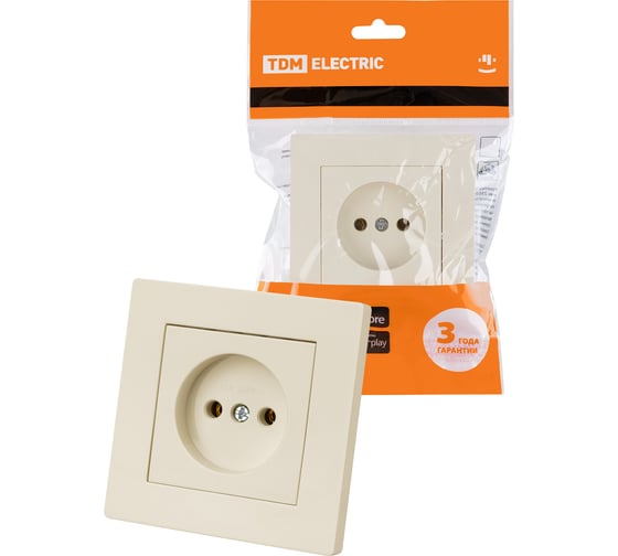 Изображение товара Розетка TDM ELECTRIC 2п 10А 250В слоновая кость "сенеж" SQ1816-0130