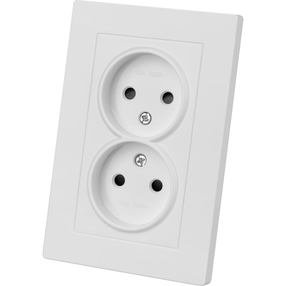 Изображение товара Розетка двойная TDM ELECTRIC 10А 250В с защитными шторками белая