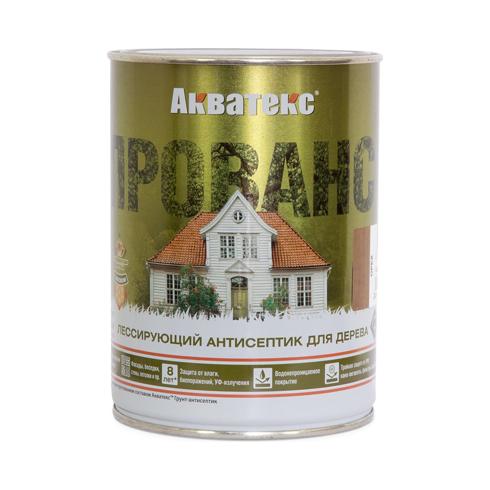 Изображение товара Антисептик для дерева АКВАТЕКС ПРОВАНС лессирующий, полуматовый, сосна, 0.75 л 205712