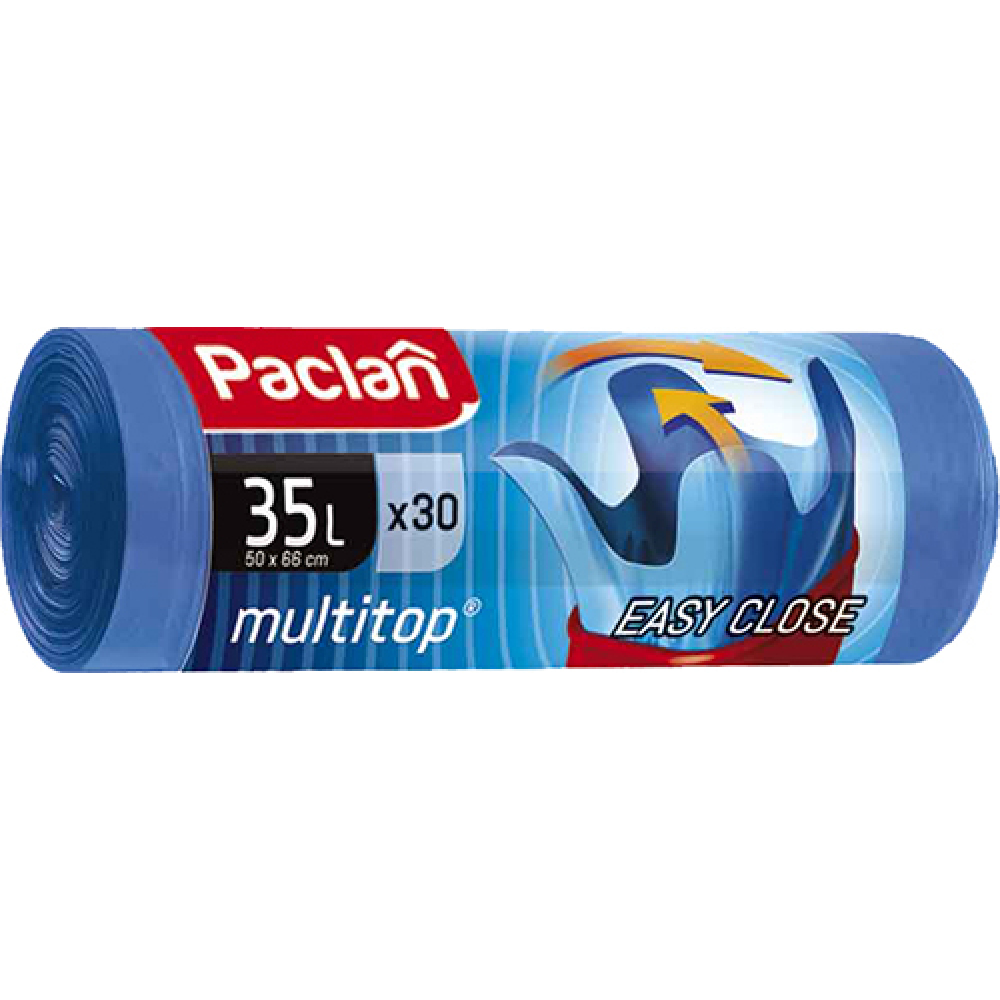 фото Мешки для мусора paclan multitop с ушками 35 л 50x64 см синие пнд 10.5 мкм 30 шт.