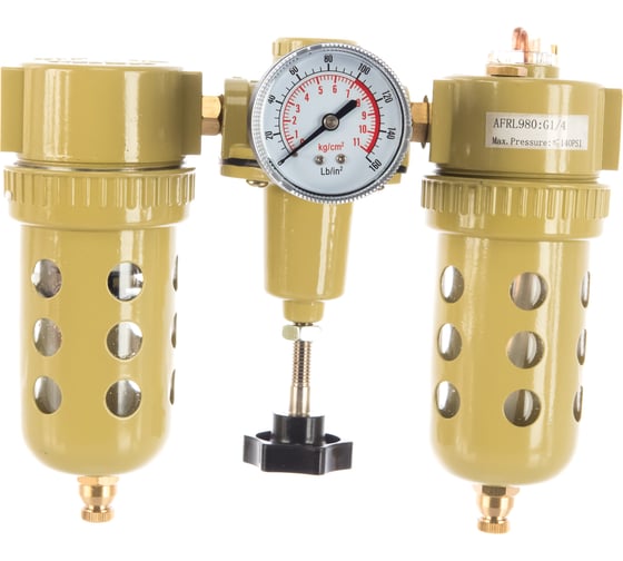 Изображение товара Фильтр редуктор-регулятор с манометром + лубрикатор Voylet 1/4" AFRL-980 005-00073