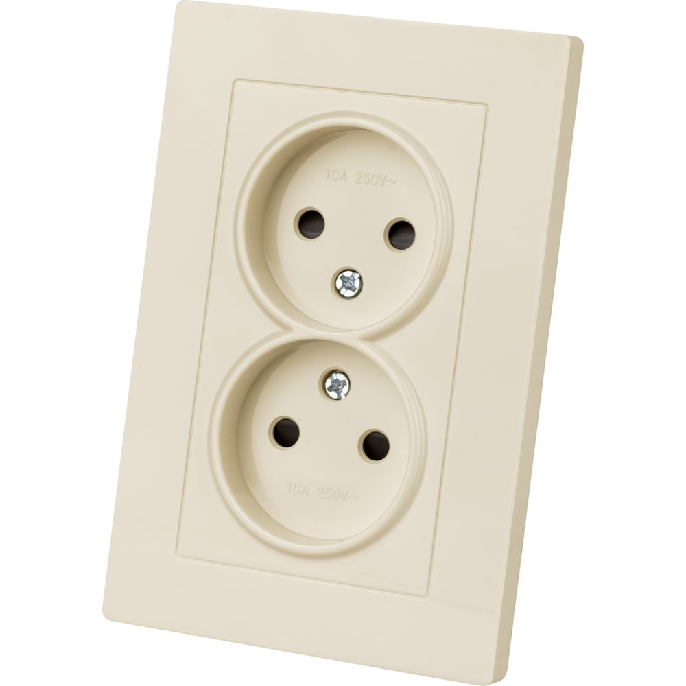 Изображение товара Двойная электросеть розетка TDM ELECTRIC 2п 10А IP20 слоновая кость