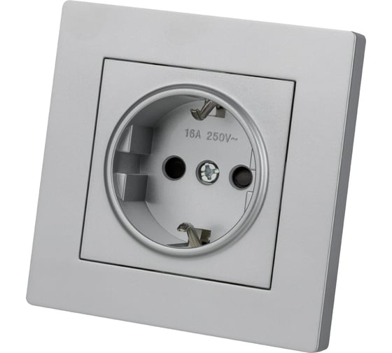 Изображение товара Розетка TDM ELECTRIC 2п+з 16А 250В с защитными шторками серебр. металлик "сенеж" SQ1816-0233