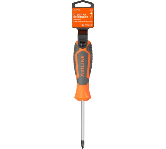 Изображение товара Отвертка крестовая Airline PH1x75мм с эргономичной рукояткой магнитная, пласт.подвес ATAV102