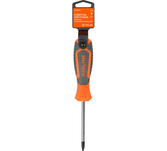 Изображение товара Отвертка крестовая Airline PZ1x75мм с эргономичной рукояткой магнитная, пласт.подвес ATAV513