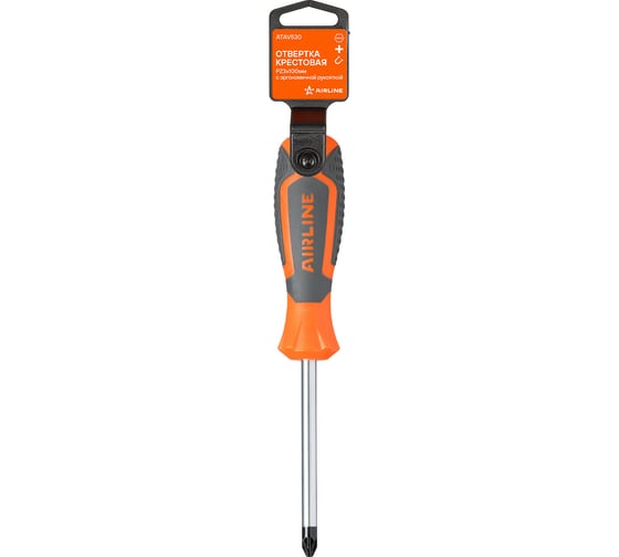 Изображение товара Отвертка крестовая Airline PZ3x100мм с эргономичной рукояткой магнитная, пласт.подвес ATAV530