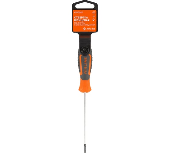 Изображение товара Шлицевая отвертка Airline SL2.0x100мм, магнитный наконечник, пласт.подвес ATAW022