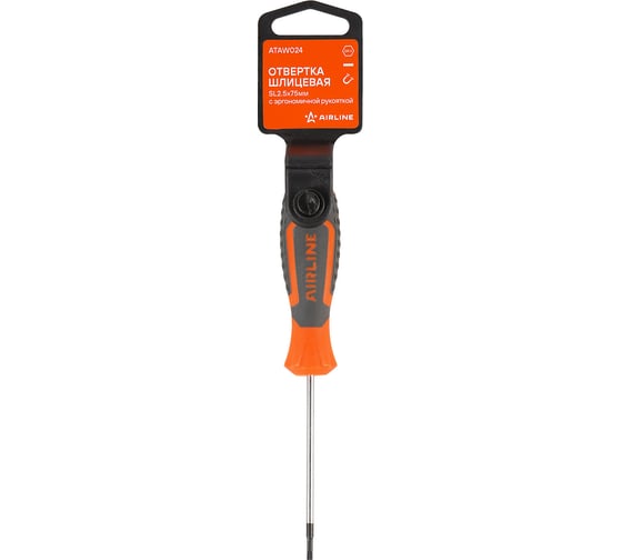 Изображение товара Шлицевая отвертка Airline SL2.5x75мм, магнитный наконечник, пласт.подвес ATAW024