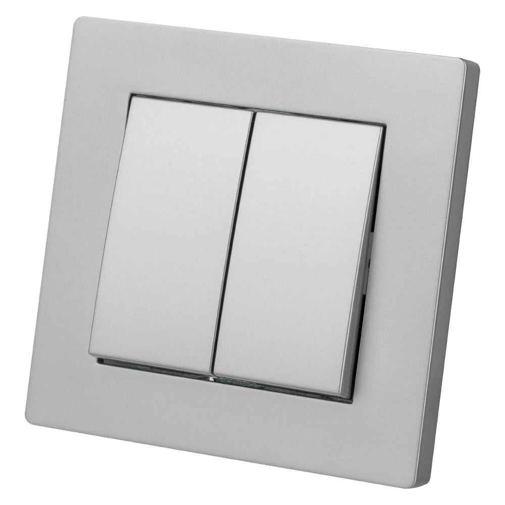 Изображение товара Выключатель 2-клавишный TDM 10А серебристый металлик Сенеж SQ1816-0211