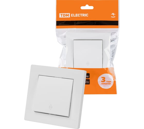Изображение товара Выключатель на 2 направления 1 клавишный TDM 10А белый "сенеж" SQ1816-0015