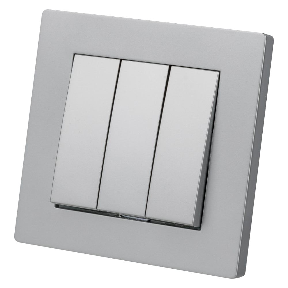 Изображение товара Выключатель 3-х клавишный TDM сенеж 10А серебристый металлик SQ1816-0212