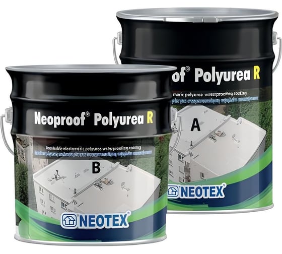 Изображение товара Покрытие гидроизоляционное полимочевинное NEOTEX NEOPROOF POLYUREA R A+В 19 кг (белая) Ral 9003 12820300