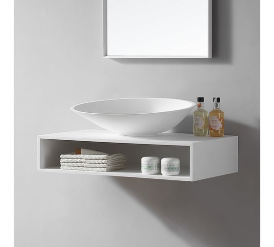 Изображение товара Подвесная тумба под раковину ABBER Stein белая матовая AS1612