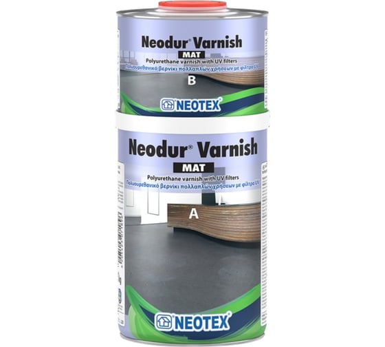 Изображение товара Полиуретановый УФ стойкий прозрачный матовый лак NEOTEX Neodur Varnish Mat А+В 15,6 кг 11871100