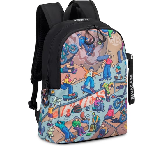 Изображение товара Городской рюкзак RIVACASE с принтом Скейтер, 12 л 5420 black