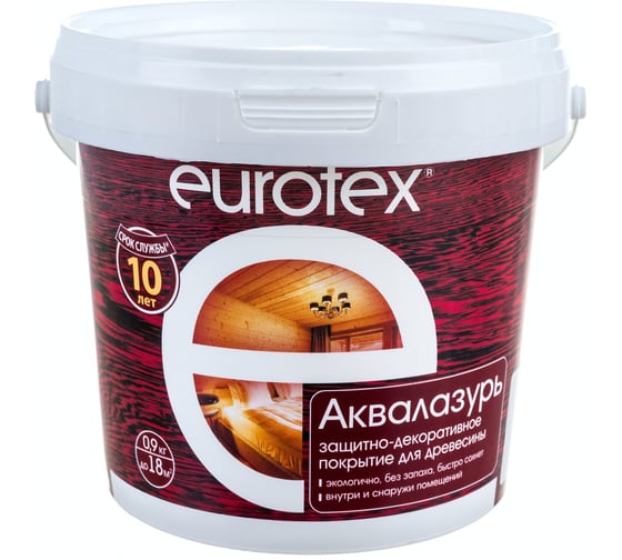 Изображение товара Защитно-декоративное покрытие для древесины покрытие Eurotex Аквалазурь белый 0.9 кг 15634