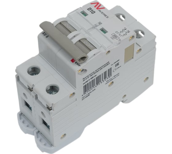 Изображение товара Автоматический выключатель EKF AV-6 2P 10A D 6kA AVERES mcb6-2-10D-av